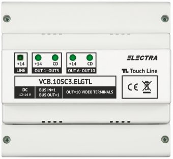 DOZĂ DERIVAȚIE VIDEO 10 IEȘIRI - conectori cu șurub VCB.10SC3.ELGTL