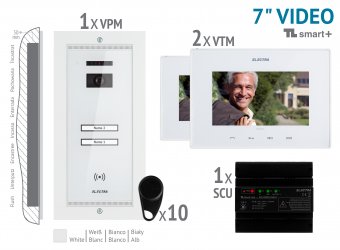 KIT VIDEO 7” smart+ · 4 Fire,alb incastrat 2 FAMILII VKM.P2FR.T7S4.ELW04